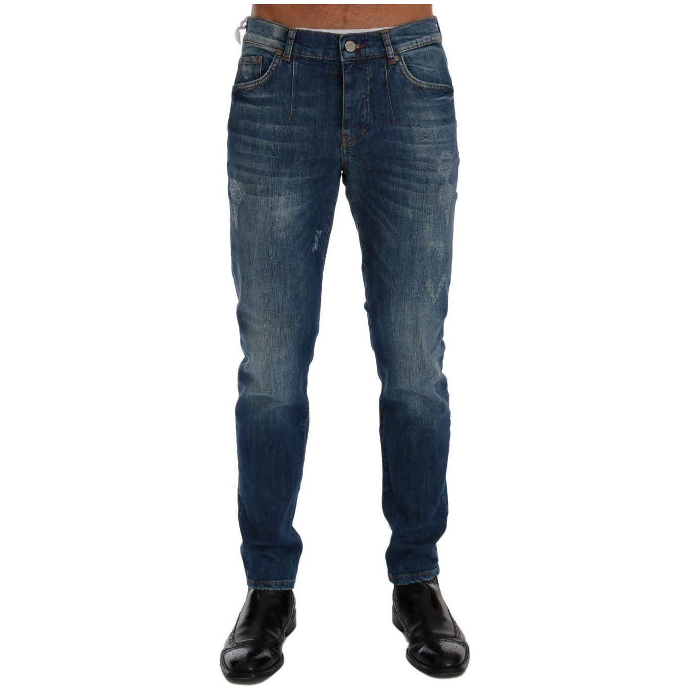 Frankie Morello Blue Denim Cotton Slim Fit Jeans