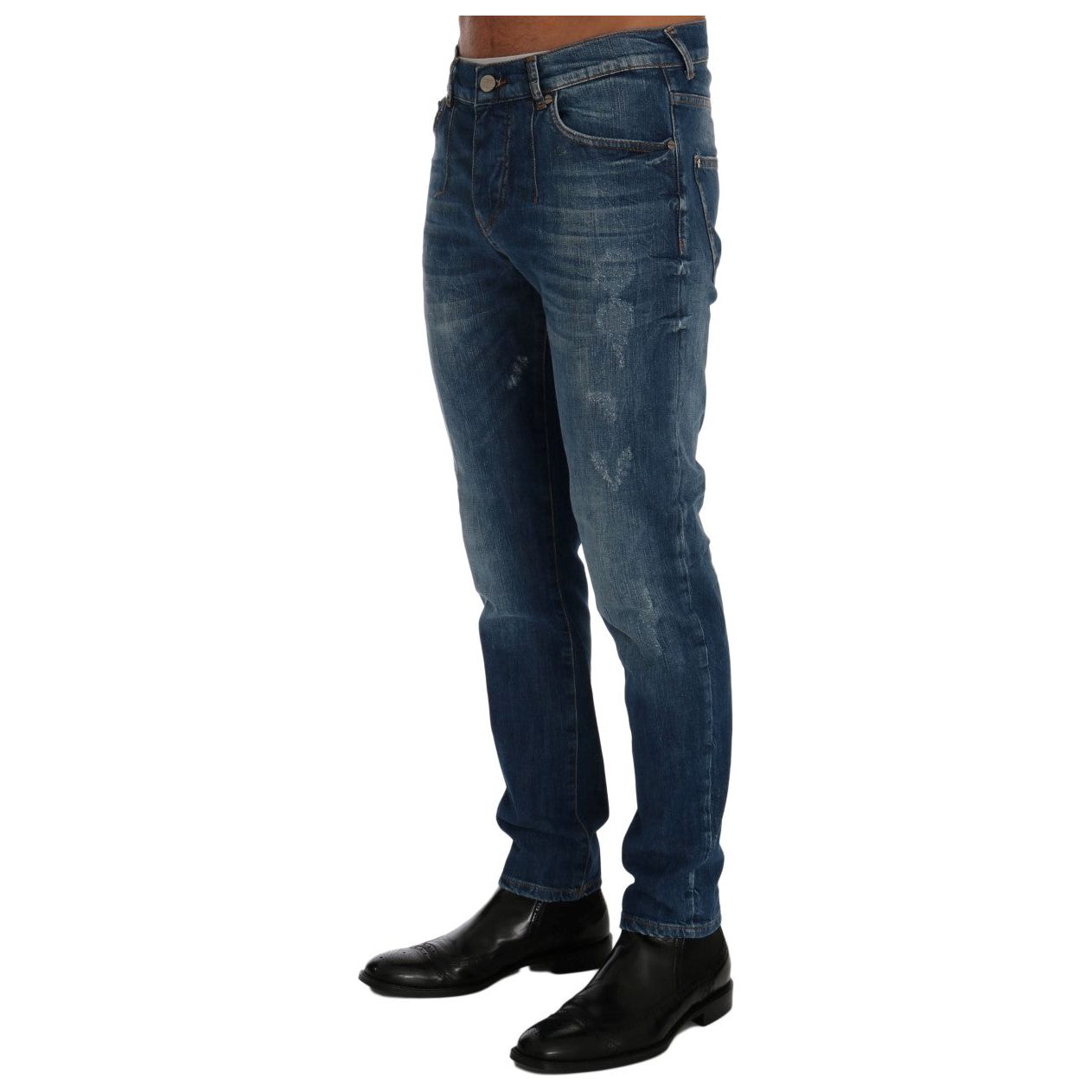Frankie Morello Blue Denim Cotton Slim Fit Jeans