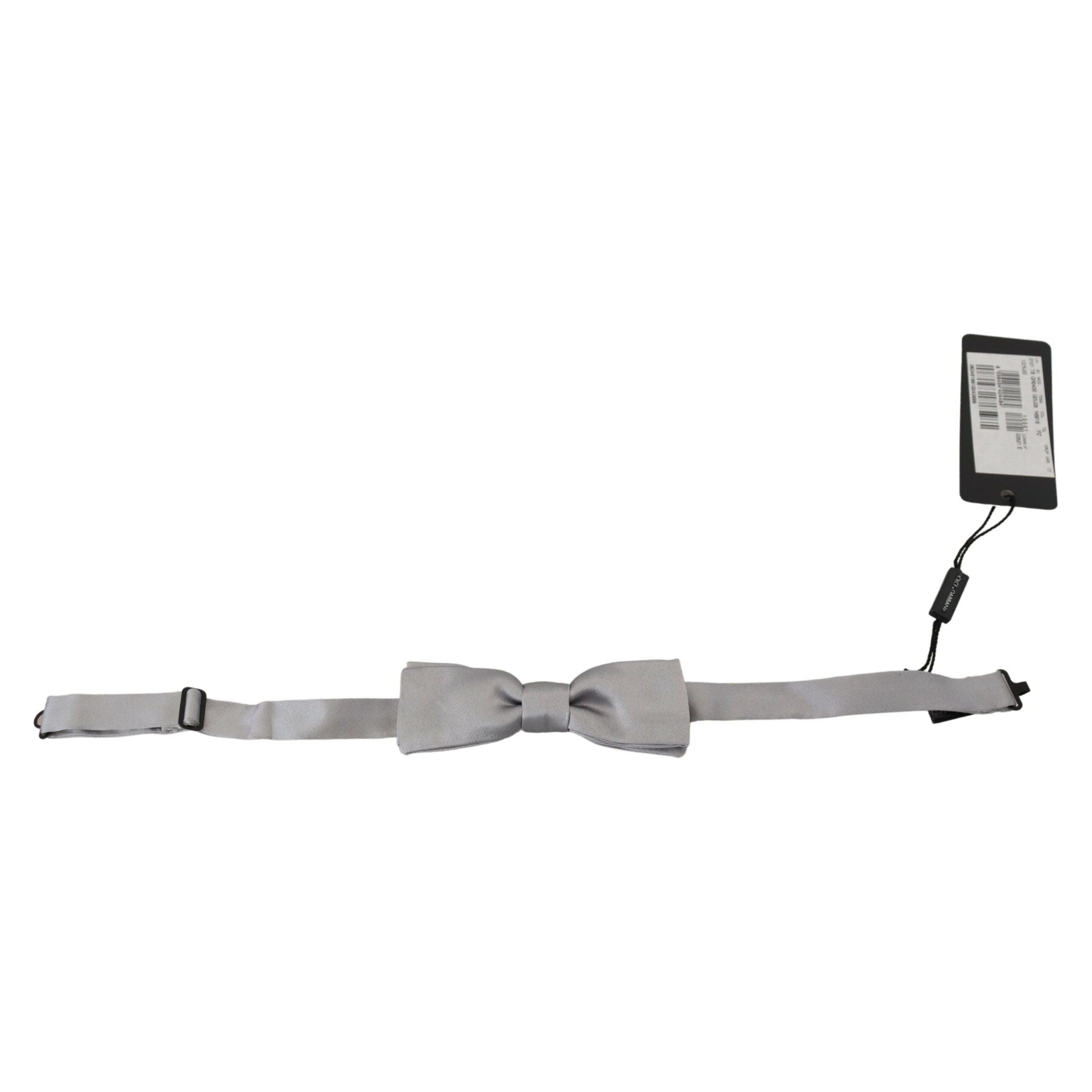 Dolce & Gabbana Gray Silk Bow Tie Accessory