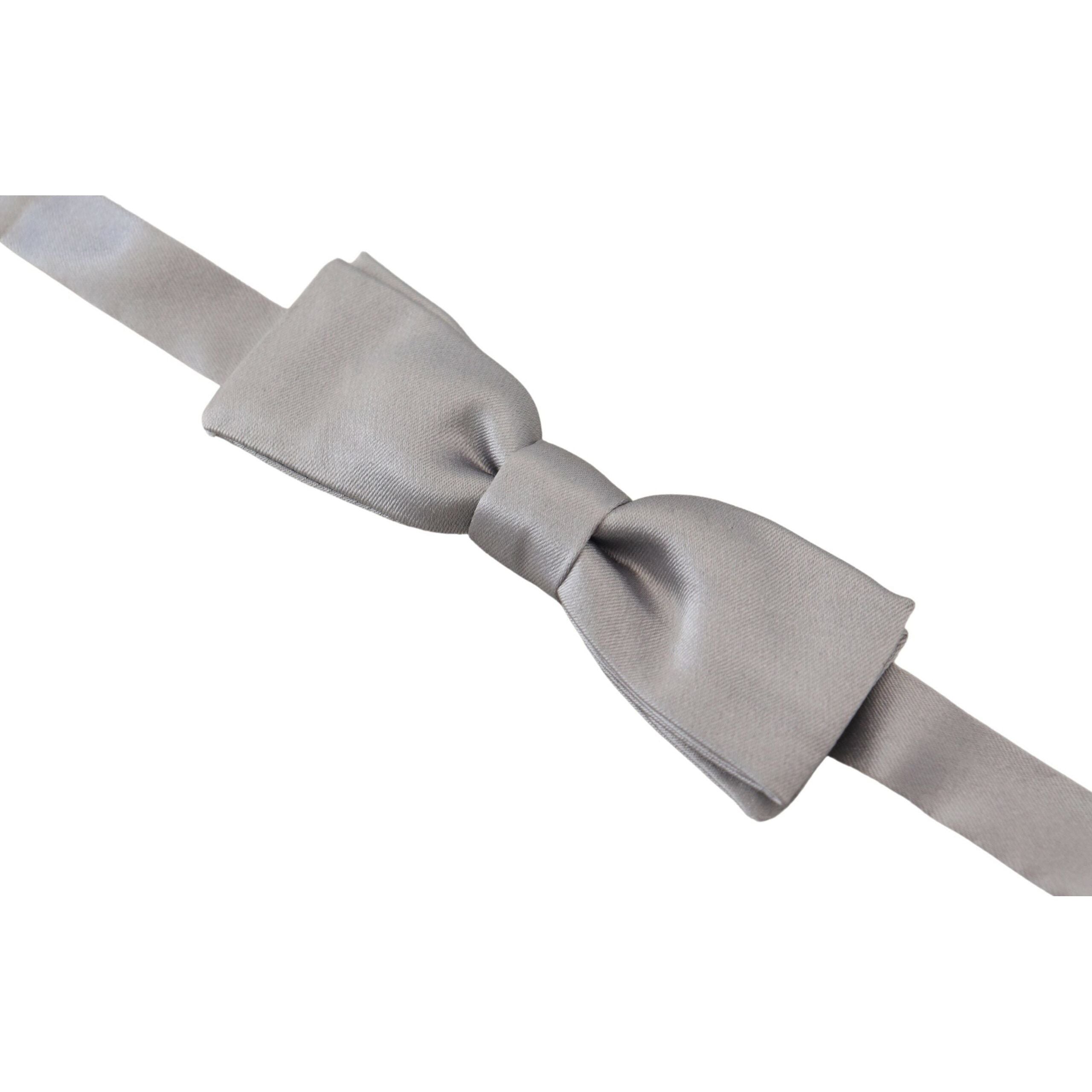 Dolce & Gabbana Gray Silk Bow Tie Accessory