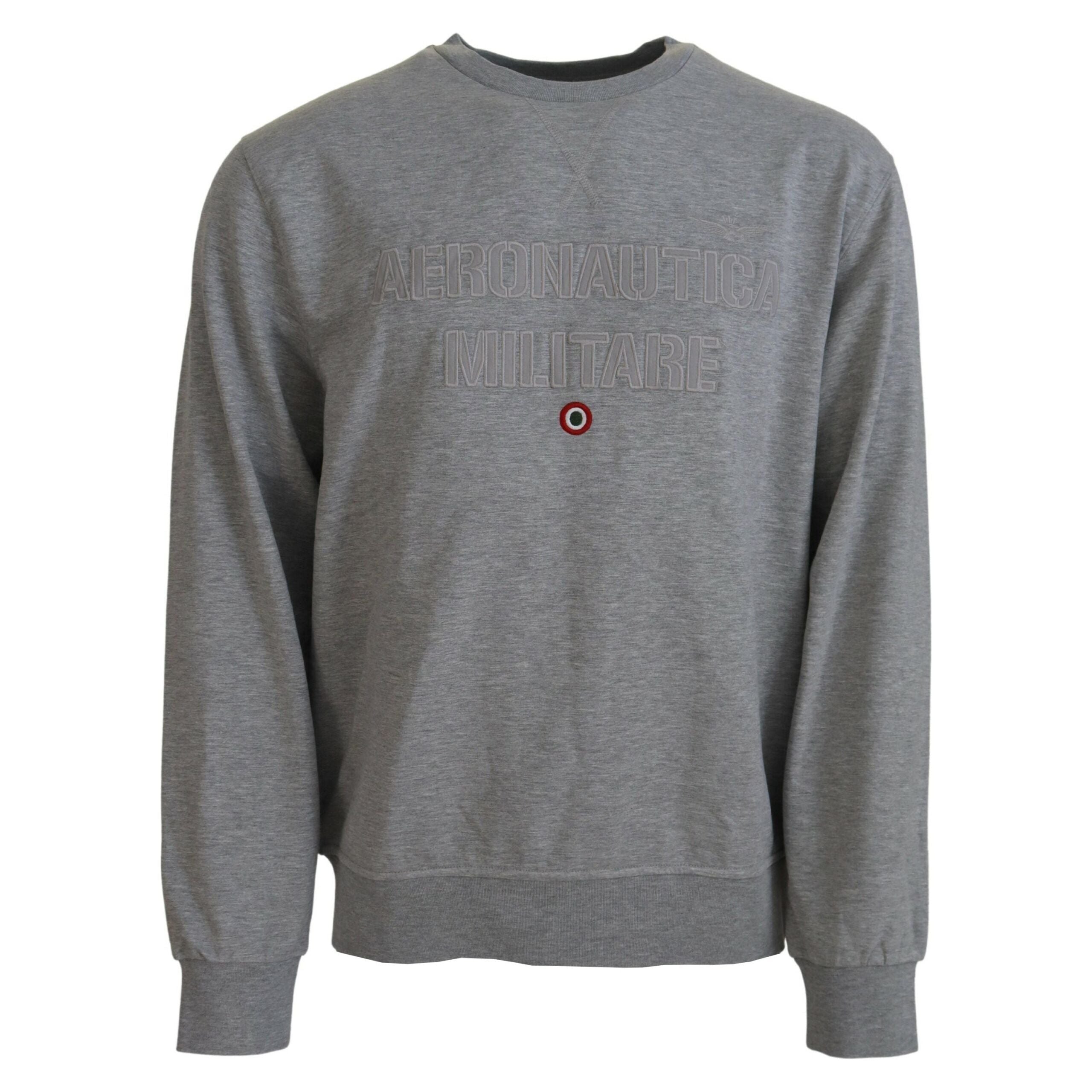 Aeronautica Militare Elegant Gray Cashmere Pullover Sweater
