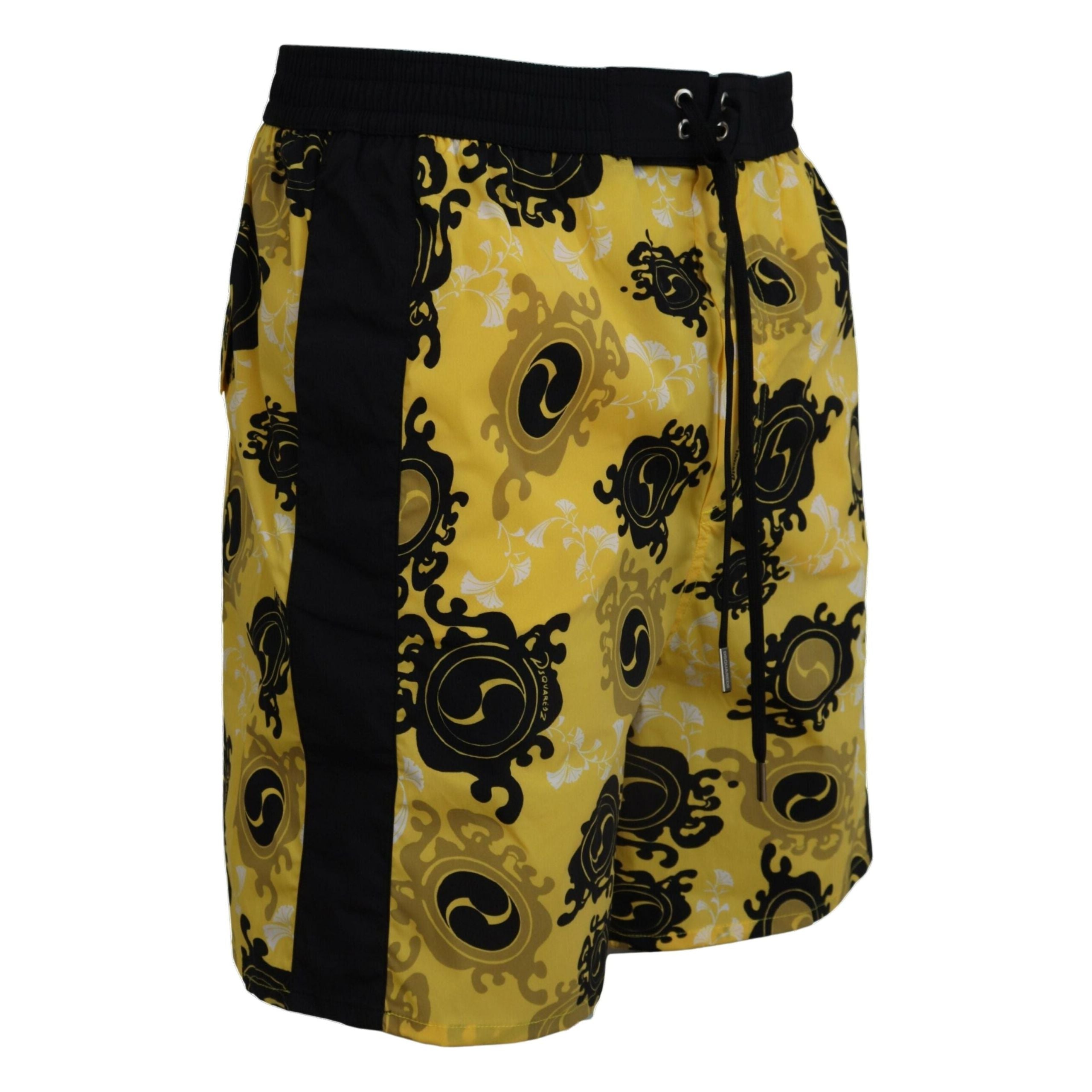 Dsquared² Yellow Block Print Swim Shorts Boxer for Luxury Style