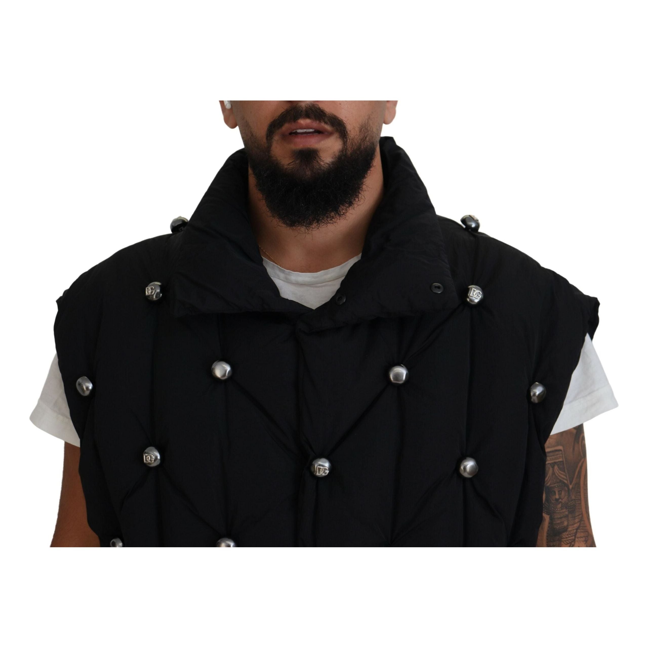 Dolce & Gabbana Black Cotton Sleeveless Vest Jacket
