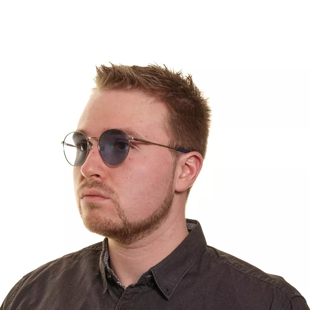 Timberland Silver Metal Sunglasses with Polarized Blue Lenses
