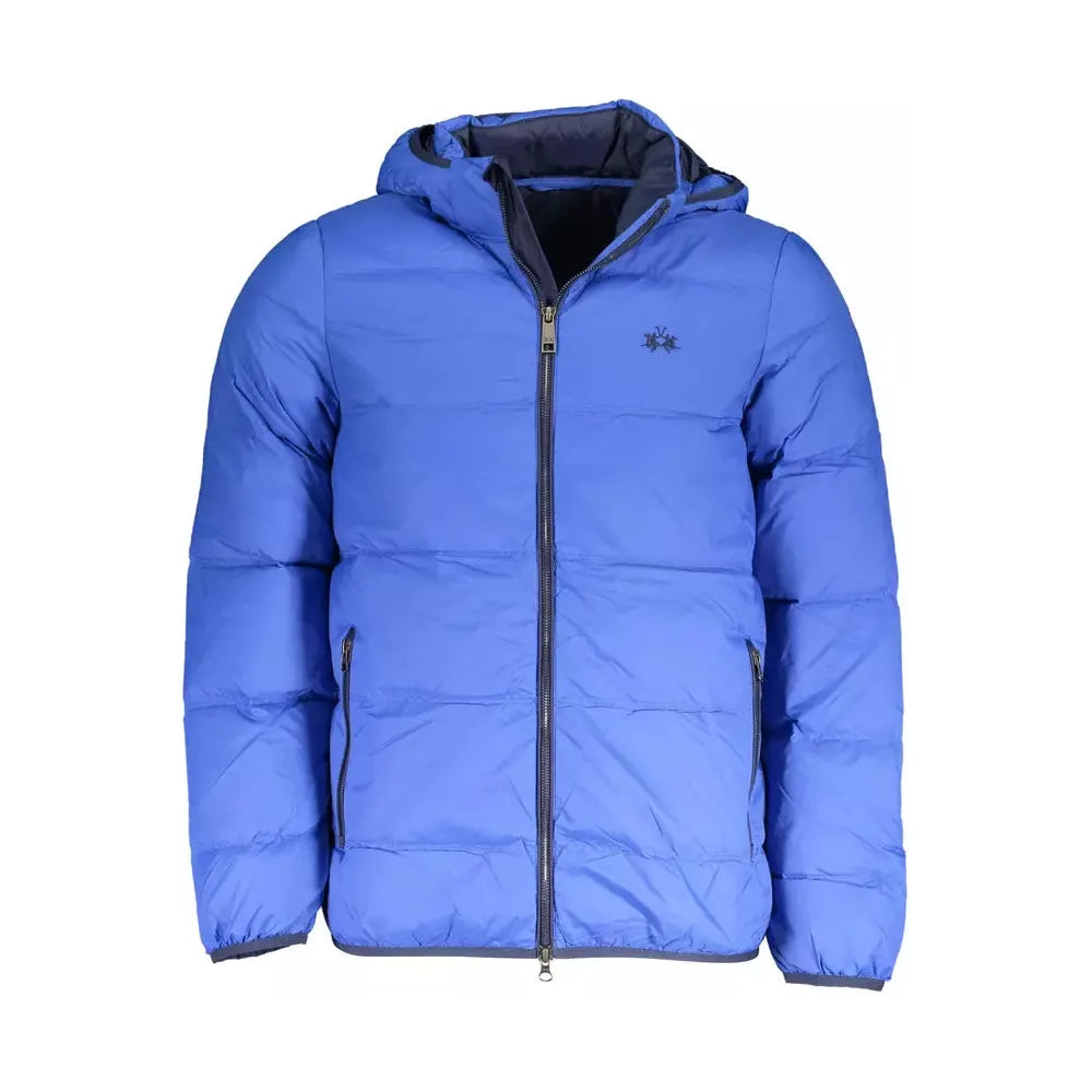 La Martina Blue Cotton Jacket with Detachable Hood