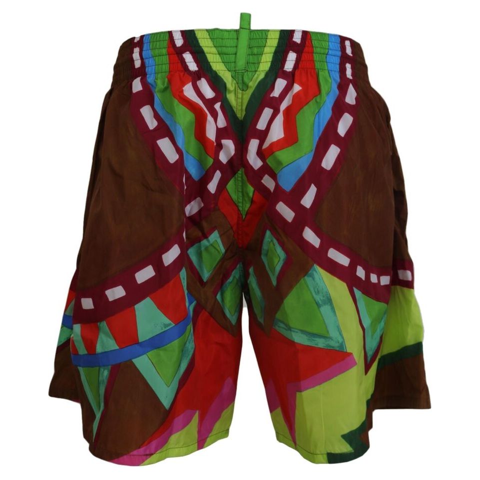 Dsquared² Multicolor Printed Swim Shorts Luxury Boxer Style