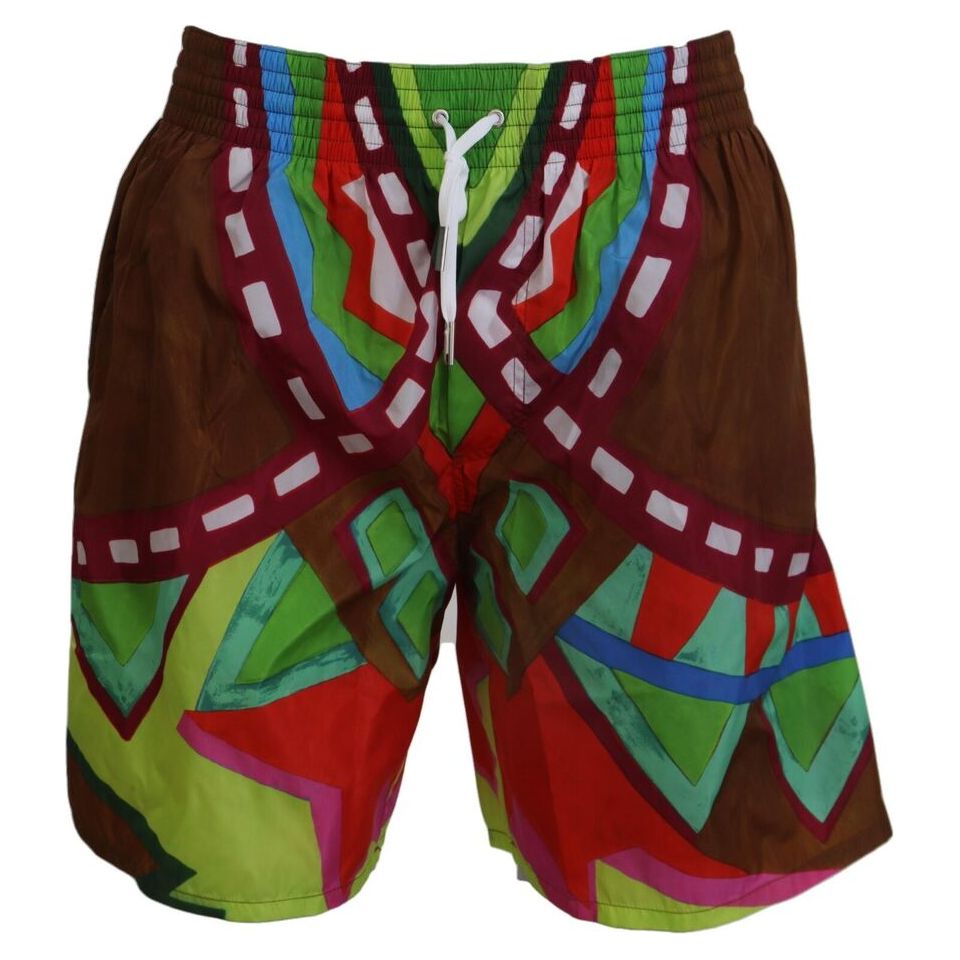 Dsquared² Multicolor Printed Swim Shorts Luxury Boxer Style