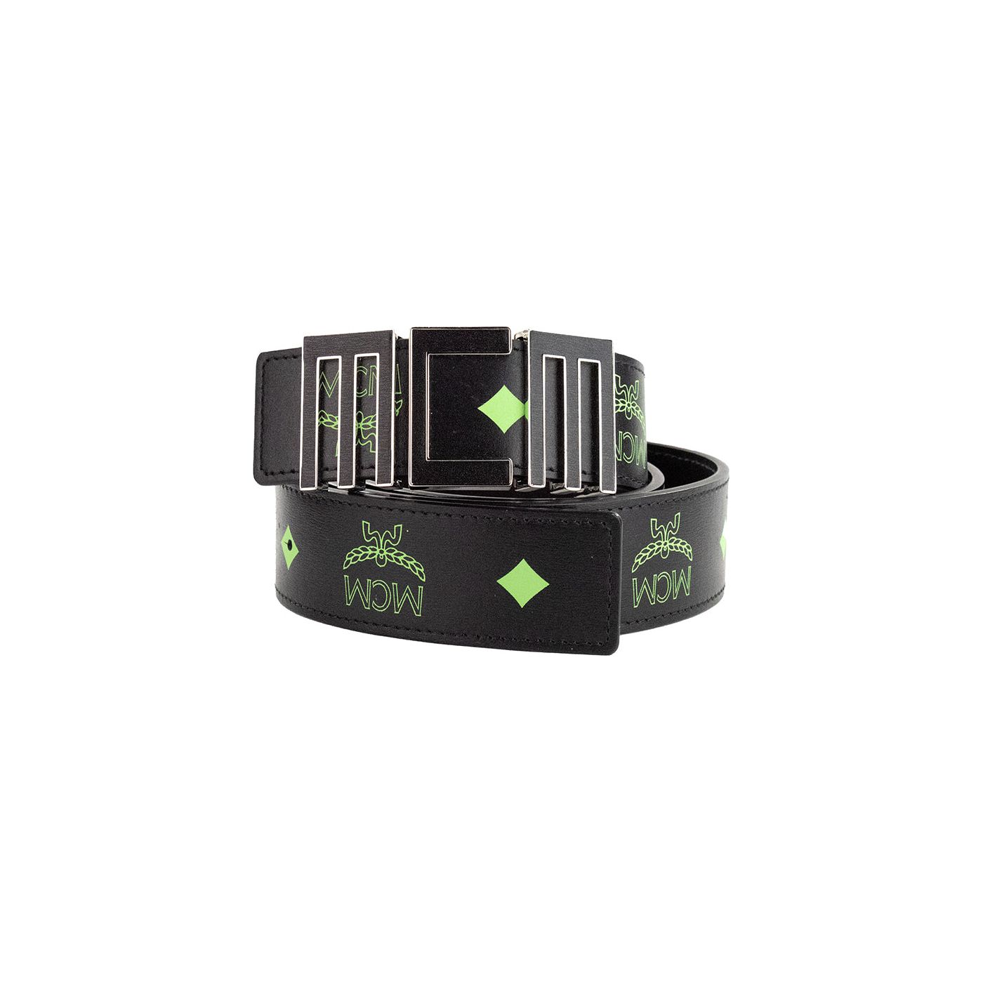 MCM Summer Green Smooth Leather Numeric Buckle Belt