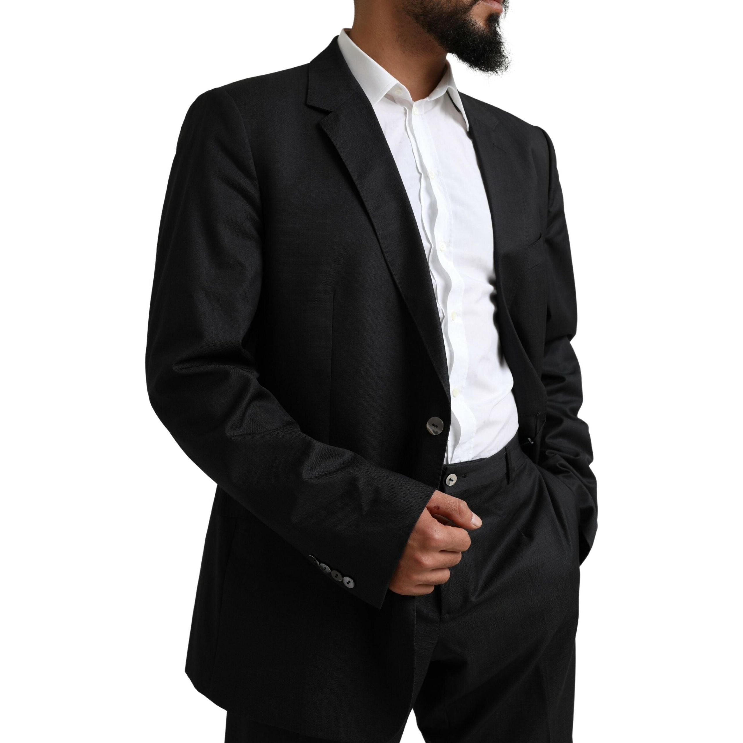 Dolce & Gabbana Black Virgin Wool Martini Suit