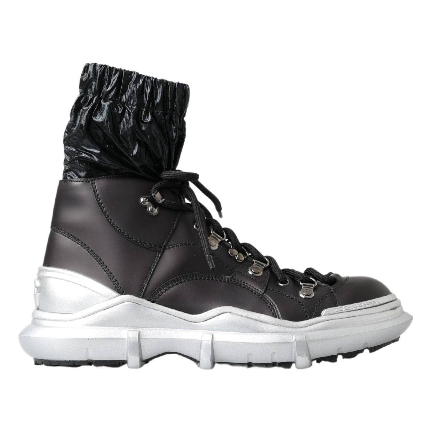 Dolce & Gabbana Black Leather High Top Sneaker Bootie