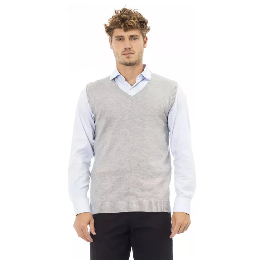 Alpha Studio Gray Viscose Vest for Timeless Elegance
