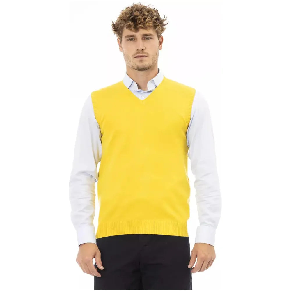 Alpha Studio Yellow Viscose Luxury Vest for Elevated Style