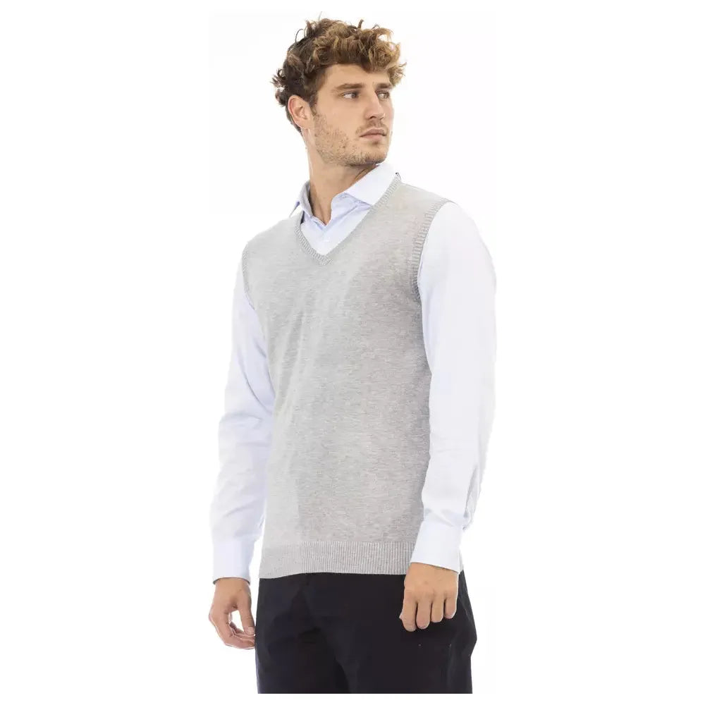 Alpha Studio Gray Viscose Vest for Timeless Elegance