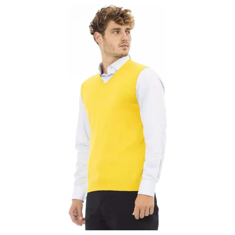 Alpha Studio Yellow Viscose Luxury Vest for Elevated Style