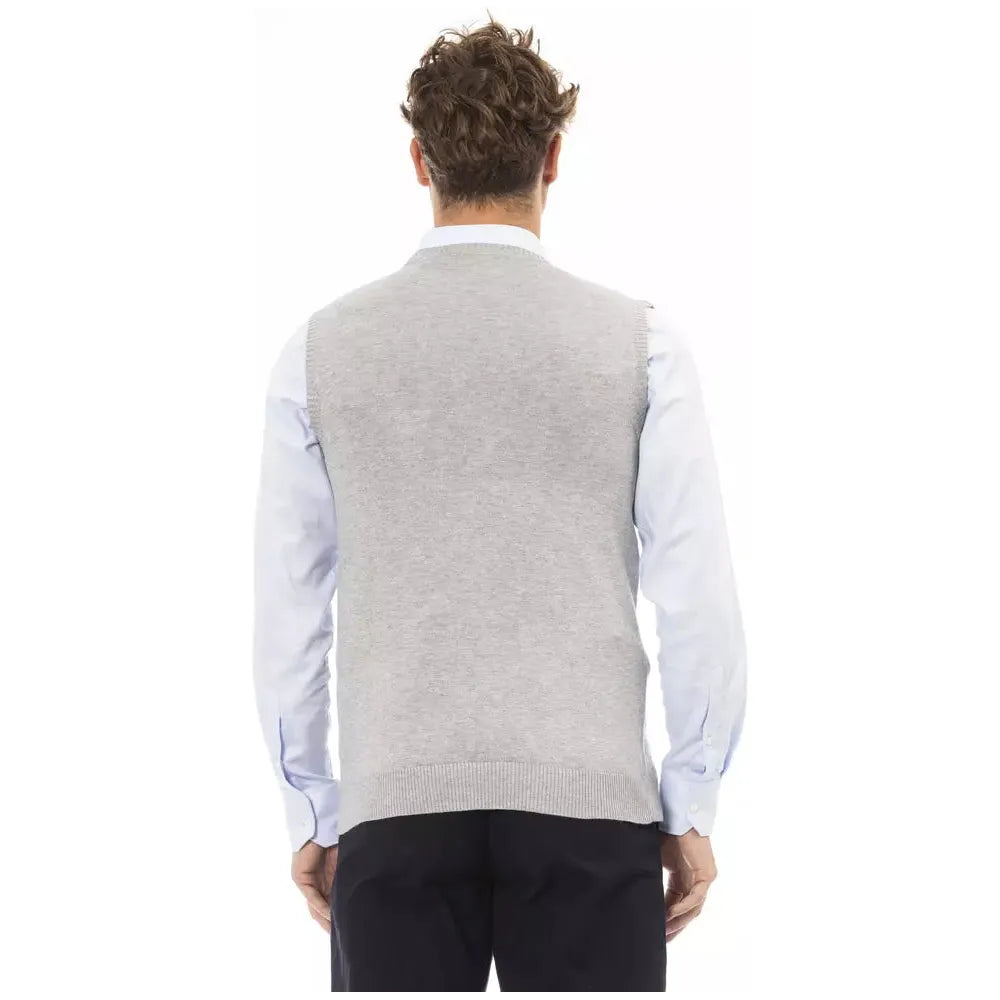 Alpha Studio Gray Viscose Vest for Timeless Elegance