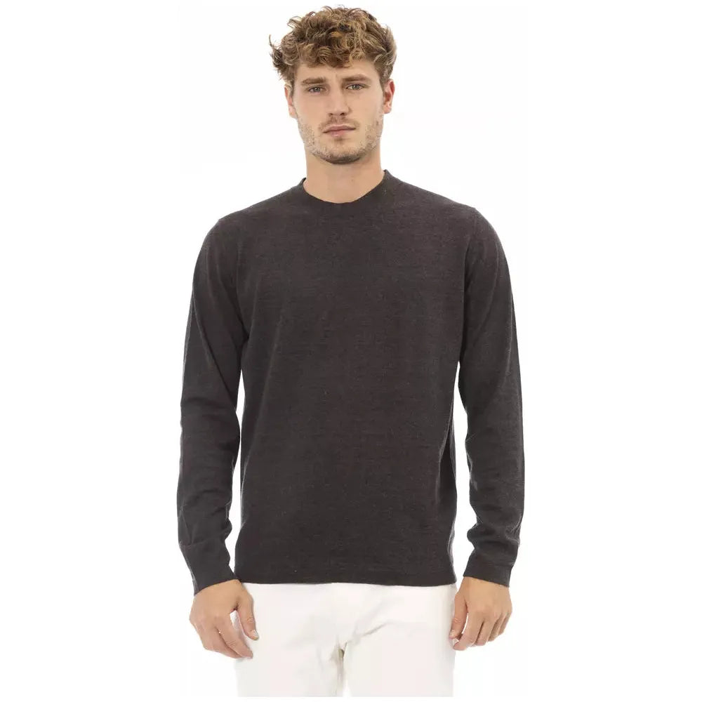 Alpha Studio Brown Cotton Sweater for Timeless Elegance