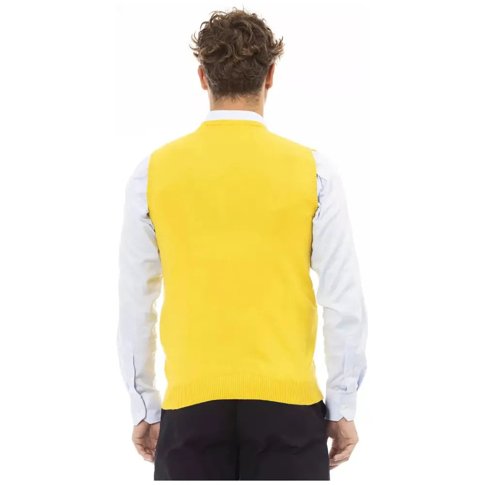 Alpha Studio Yellow Viscose Luxury Vest for Elevated Style