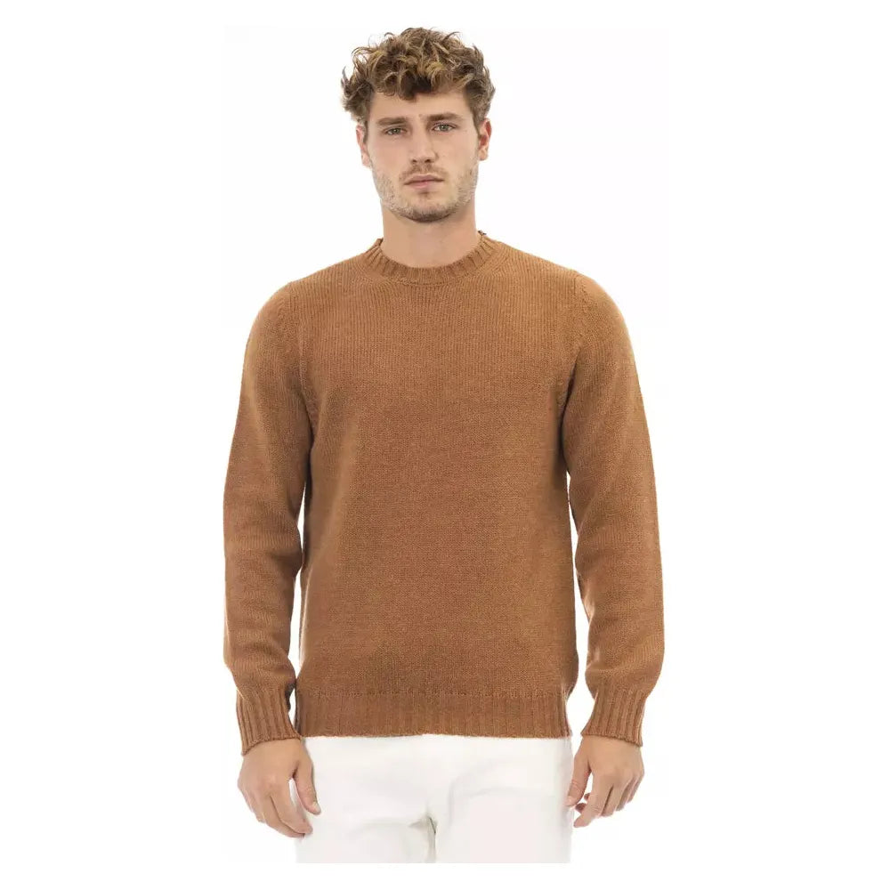 Alpha Studio Beige Alpaca Sweater for Elevated Style