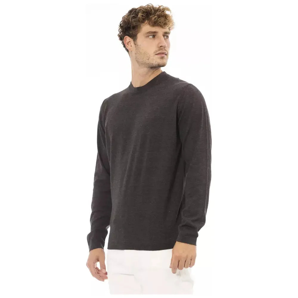 Alpha Studio Brown Cotton Sweater for Timeless Elegance