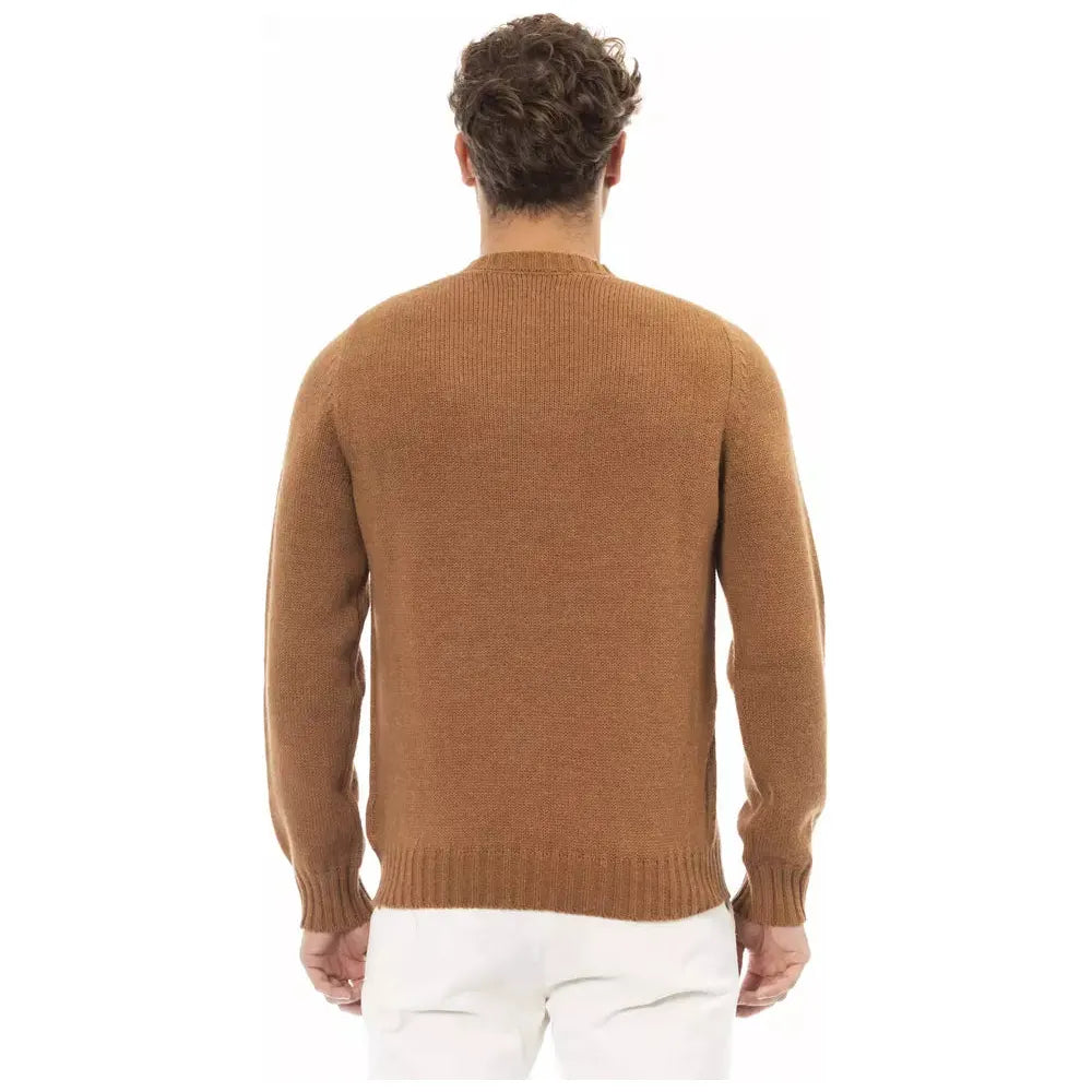 Alpha Studio Beige Alpaca Sweater for Elevated Style
