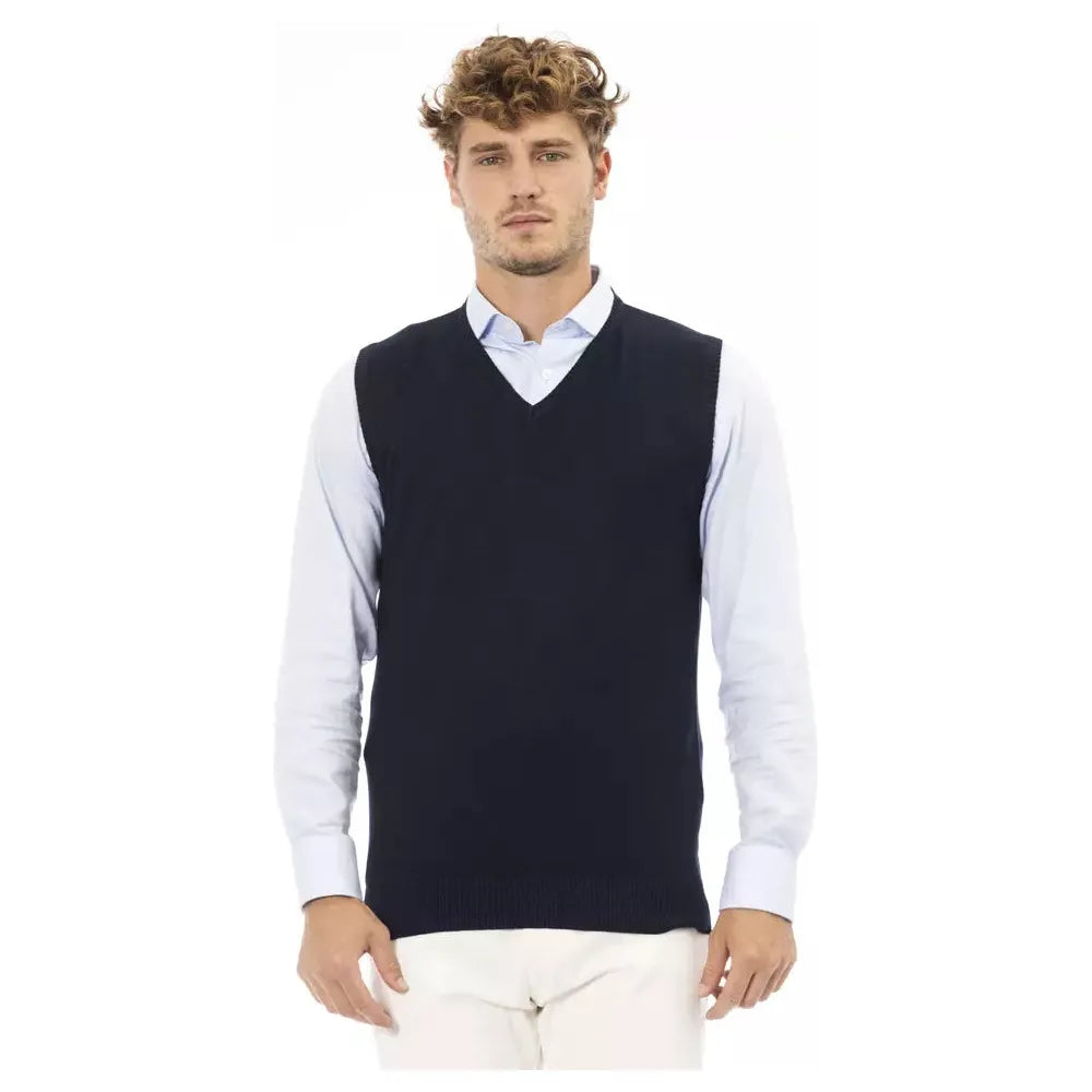 Alpha Studio Blue Viscose Vest for Elevated Style