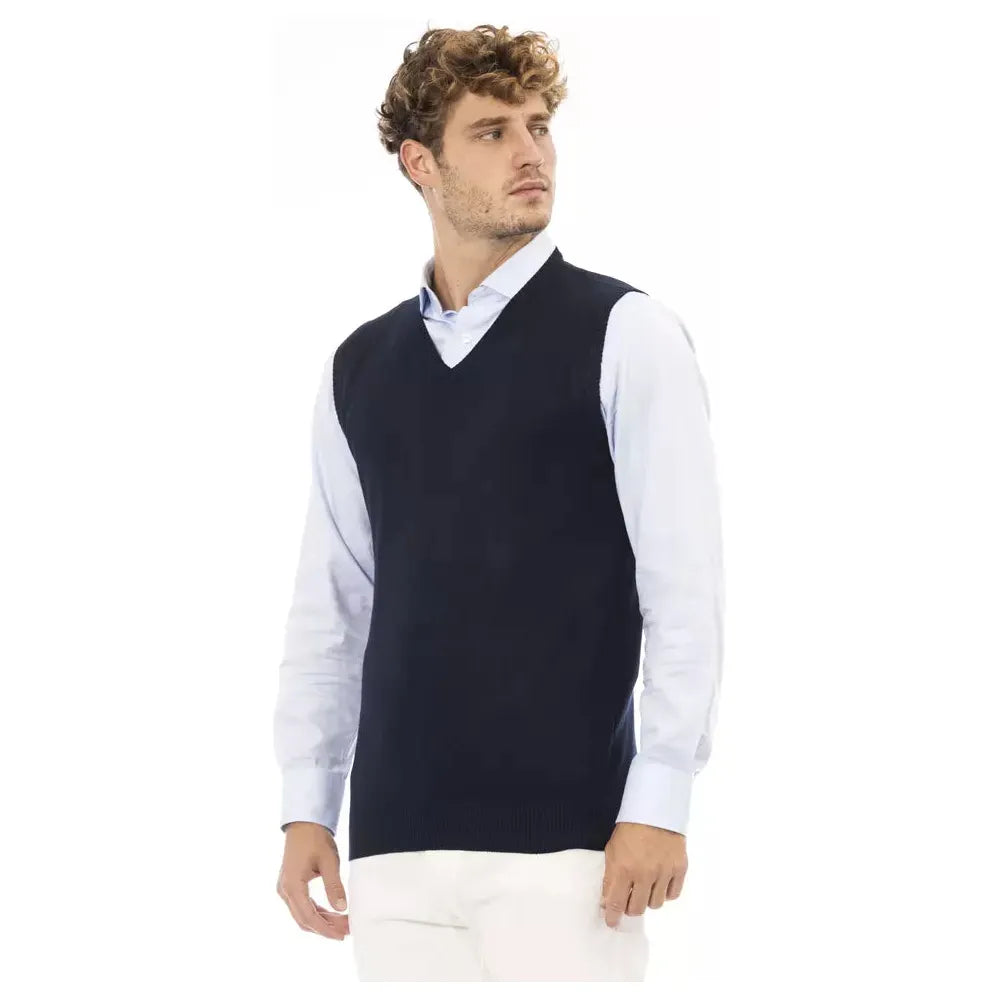 Alpha Studio Blue Viscose Vest for Elevated Style