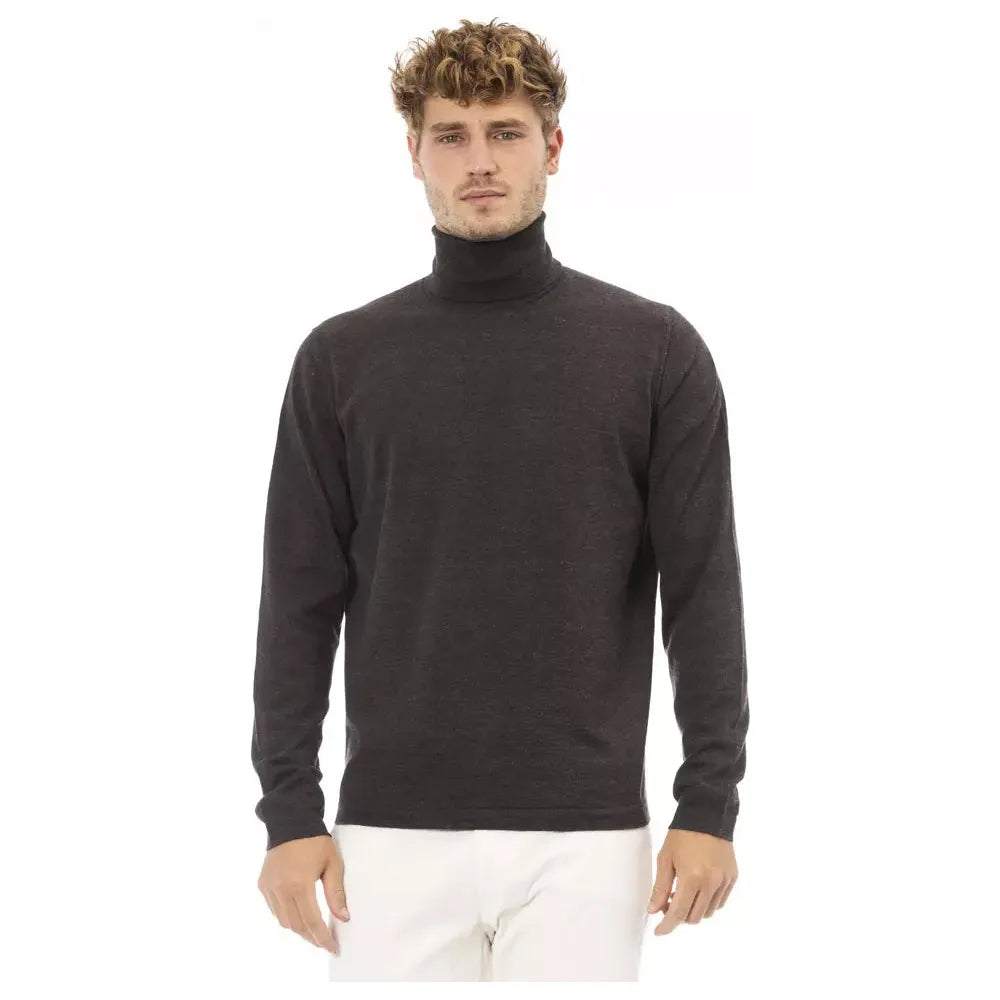 Alpha Studio Brown Cashmere Turtleneck Sweater