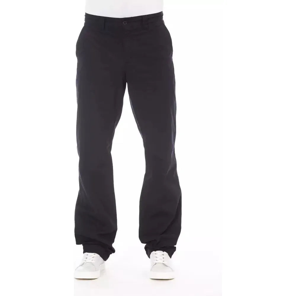 Alpha Studio Blue Cotton Pant for Timeless Elegance