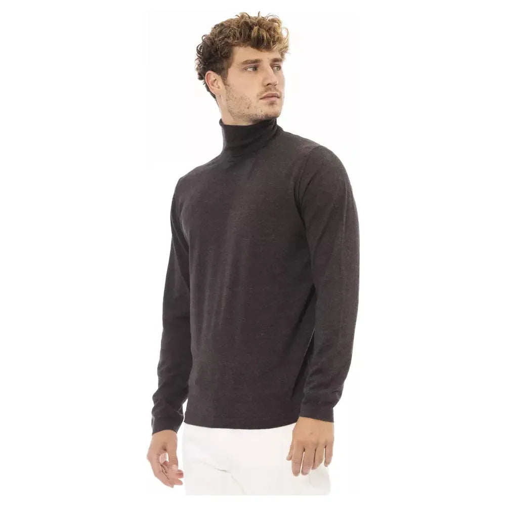 Alpha Studio Brown Cashmere Turtleneck Sweater