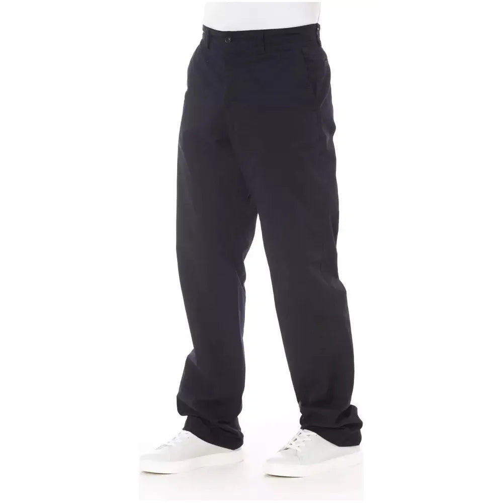Alpha Studio Blue Cotton Pant for Timeless Elegance