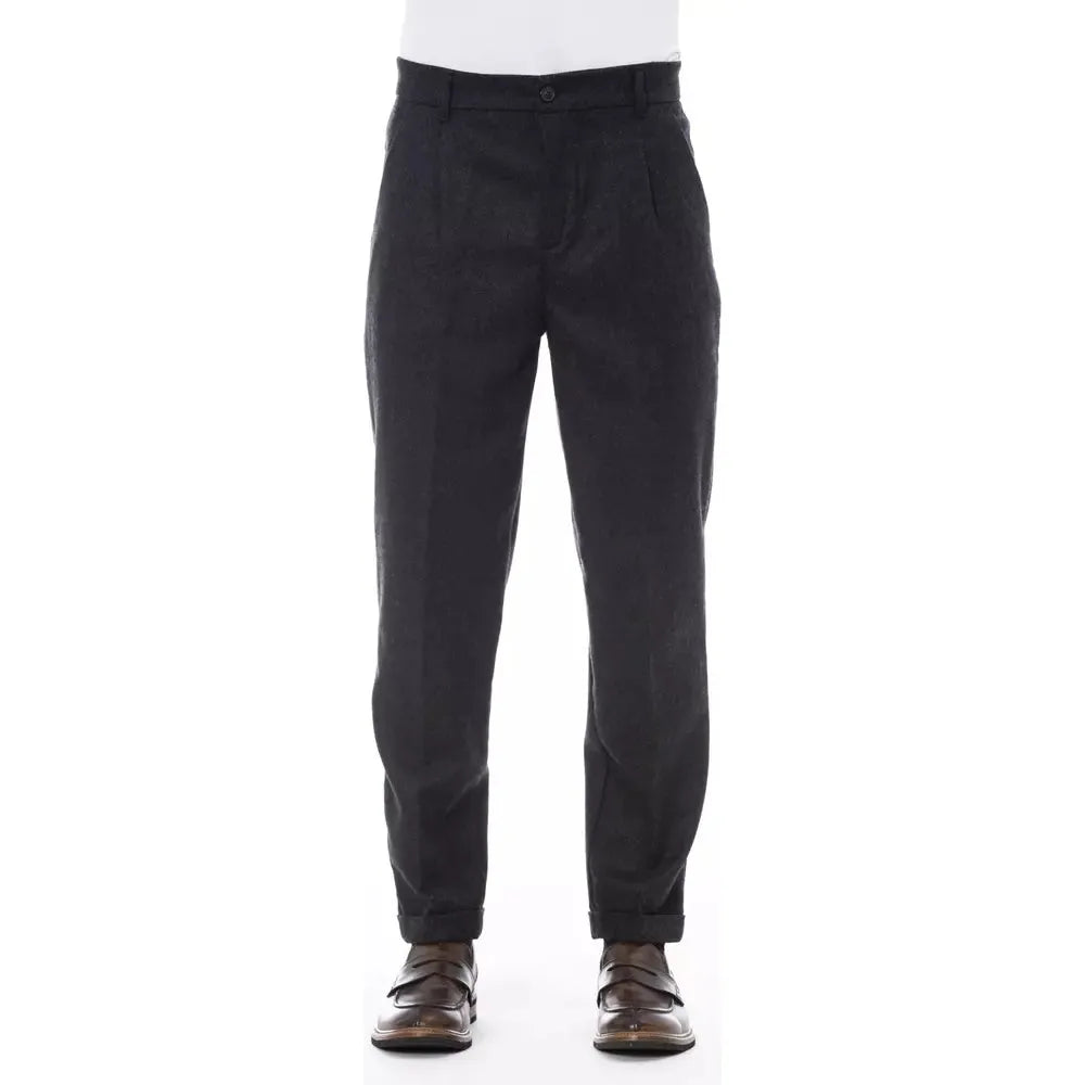 Alpha Studio Gray Wool Trousers for Effortless Elegance