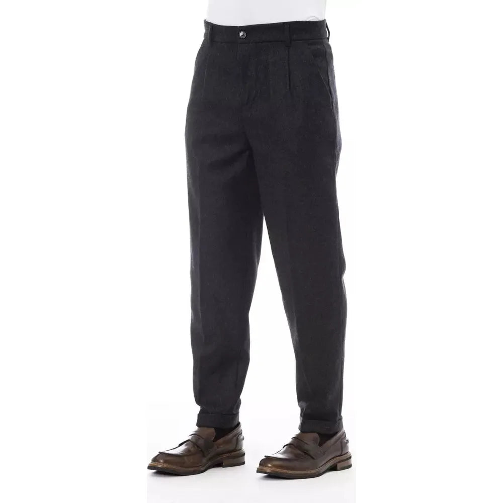 Alpha Studio Gray Wool Trousers for Effortless Elegance