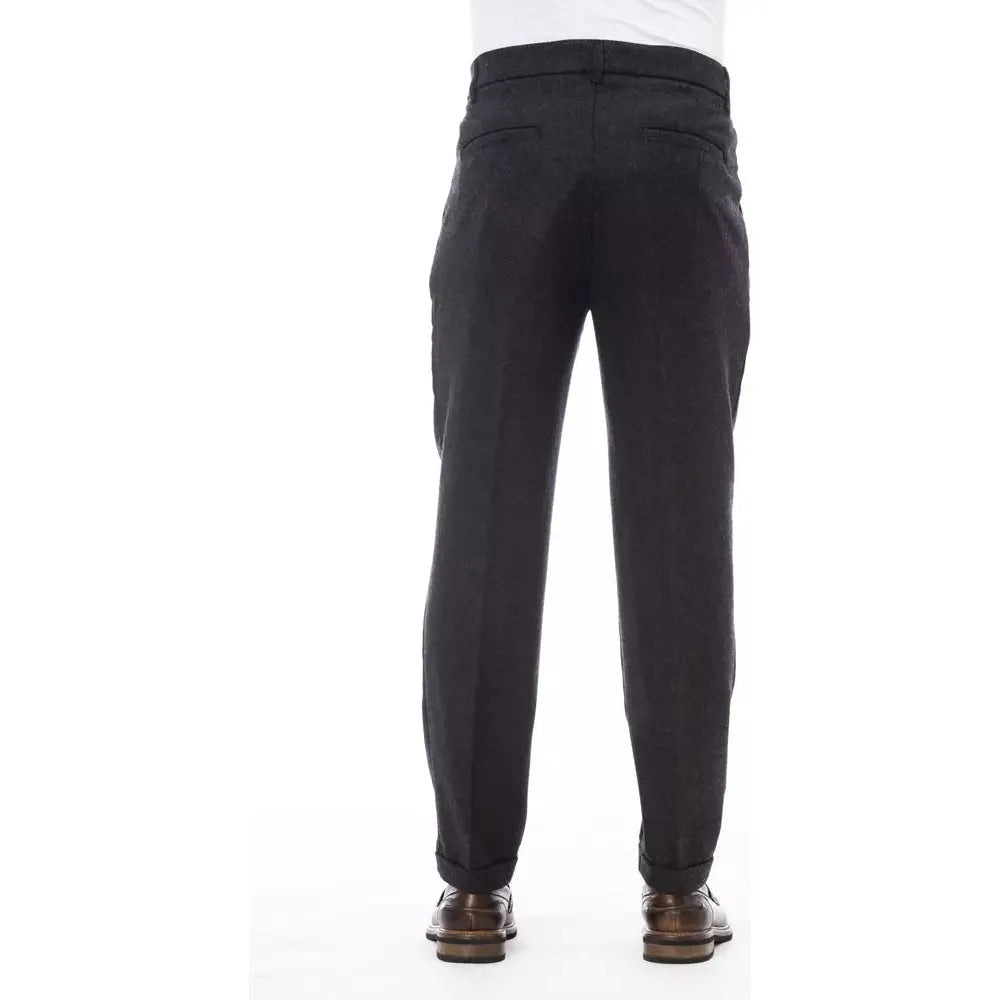 Alpha Studio Gray Wool Trousers for Effortless Elegance