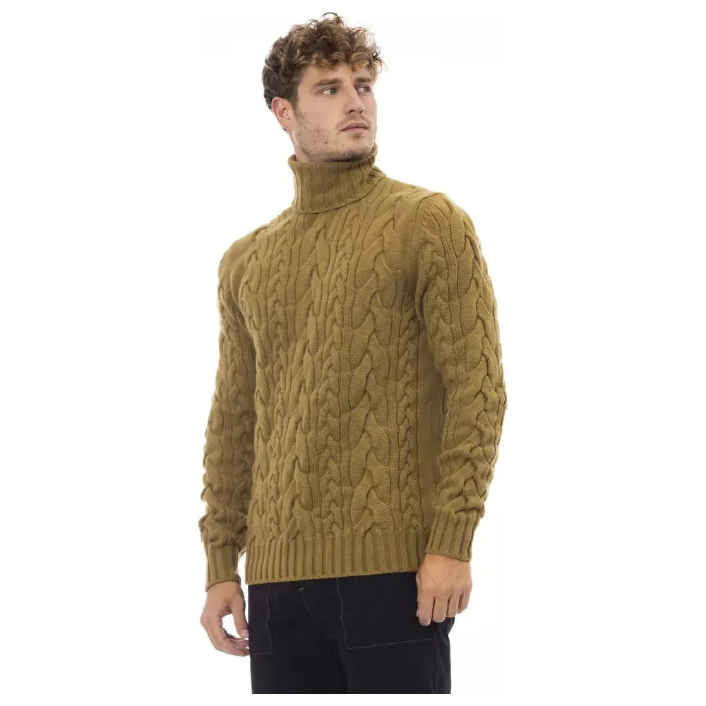 Alpha Studio Brown Wool Turtleneck Sweater for Elegance