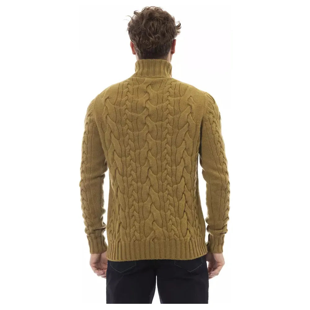 Alpha Studio Brown Wool Turtleneck Sweater for Elegance