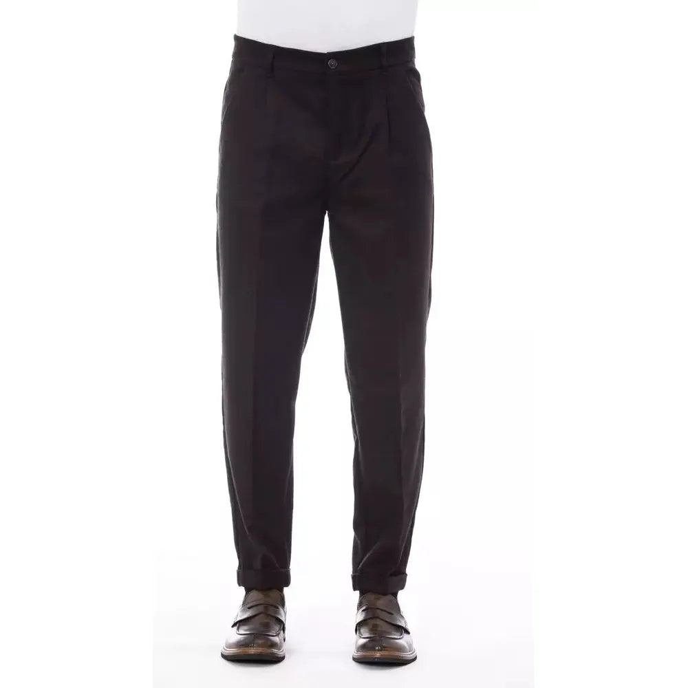 Alpha Studio Brown Wool Trousers for Timeless Elegance