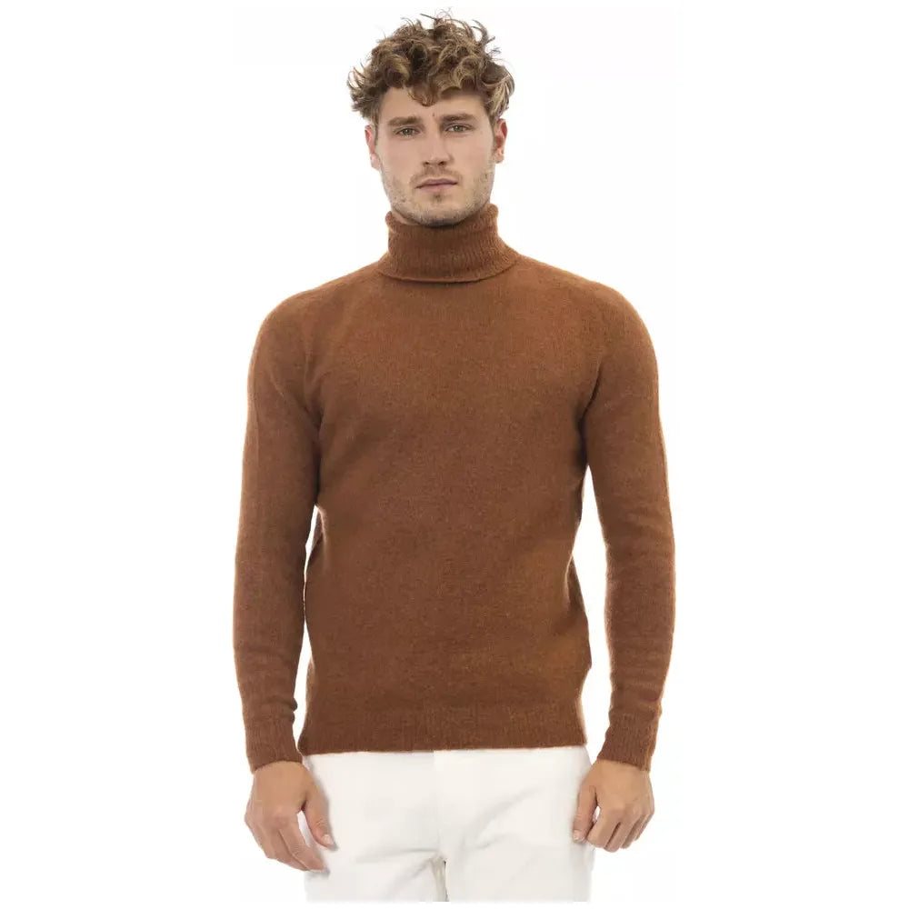 Alpha Studio Brown Alpaca Sweater for Timeless Elegance