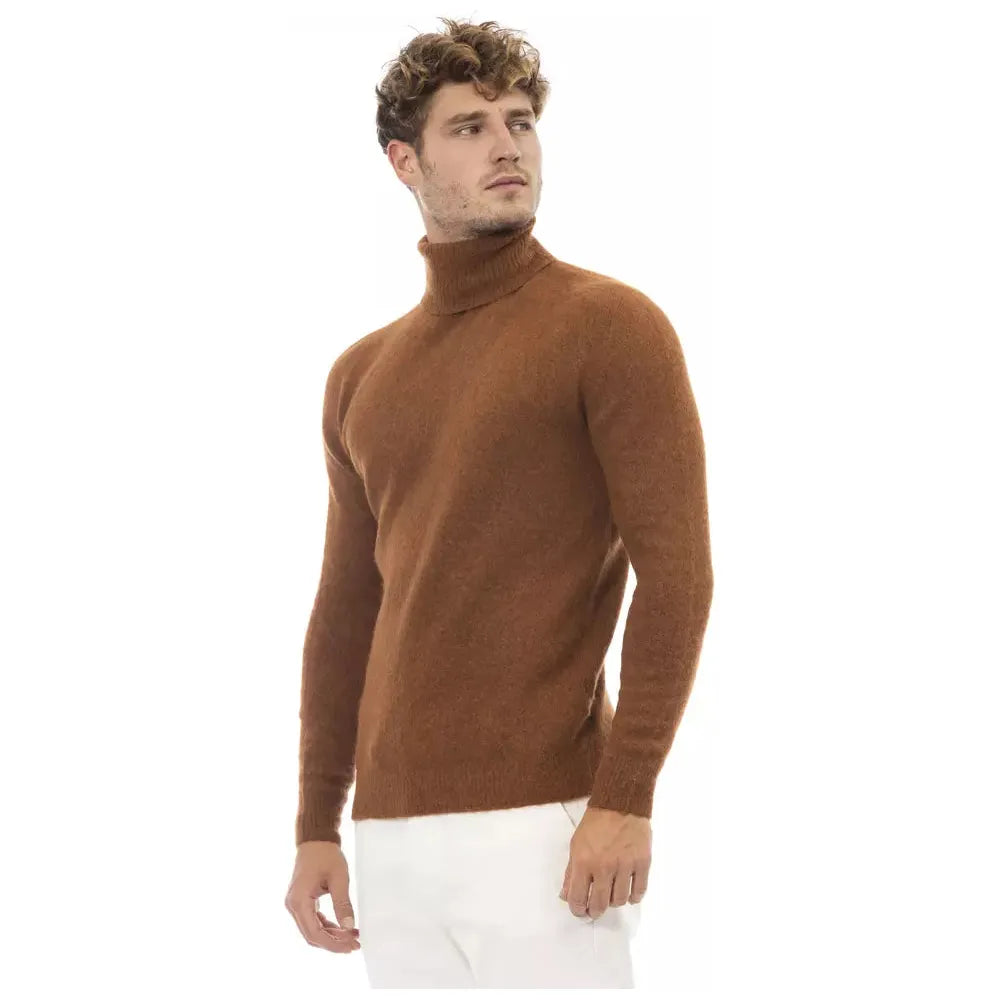 Alpha Studio Brown Alpaca Sweater for Timeless Elegance