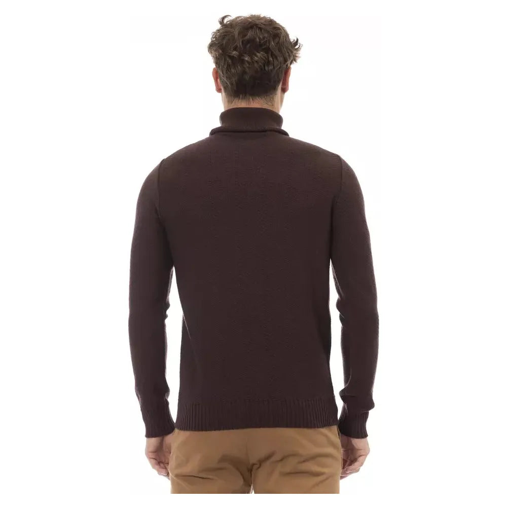 Alpha Studio Brown Merino Wool Sweater for Timeless Elegance