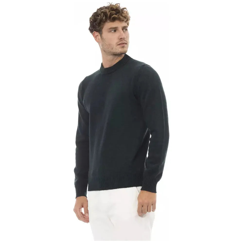Alpha Studio Green Wool Sweater for Timeless Elegance