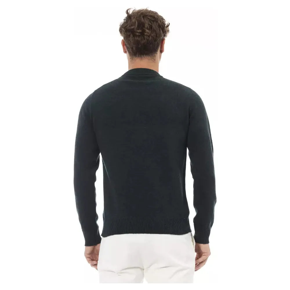 Alpha Studio Green Wool Sweater for Timeless Elegance