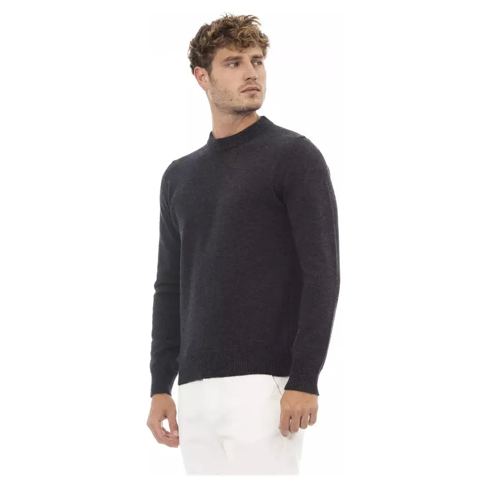 Alpha Studio Black Wool Sweater - Timeless Elegance Redefined