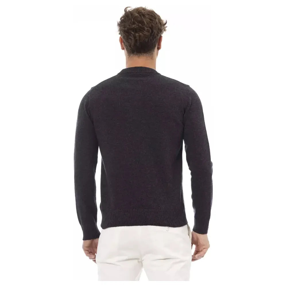 Alpha Studio Black Wool Sweater - Timeless Elegance Redefined