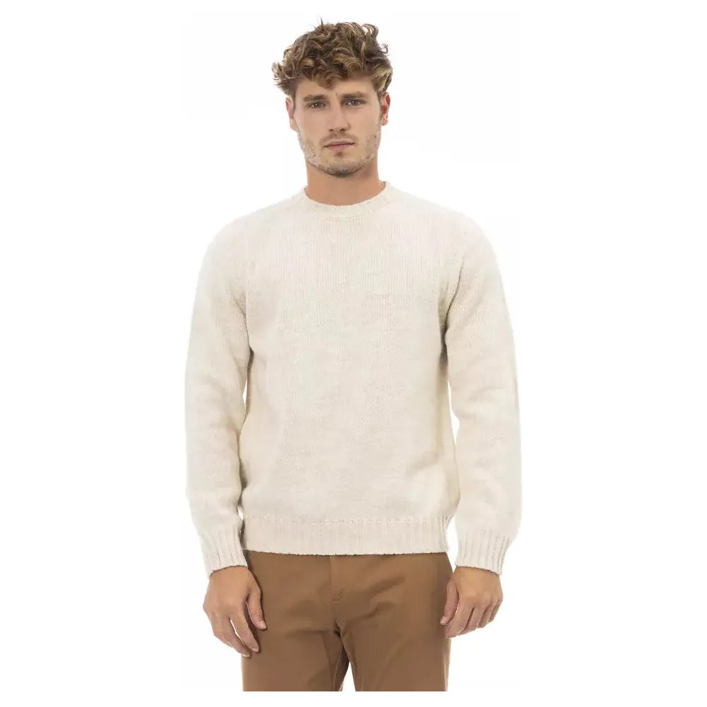 Alpha Studio Beige Alpaca Sweater for Elevated Style