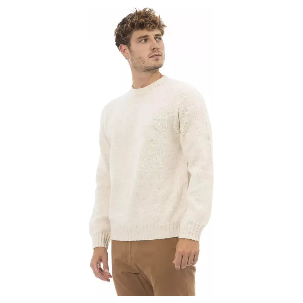 Alpha Studio Beige Alpaca Sweater for Elevated Style