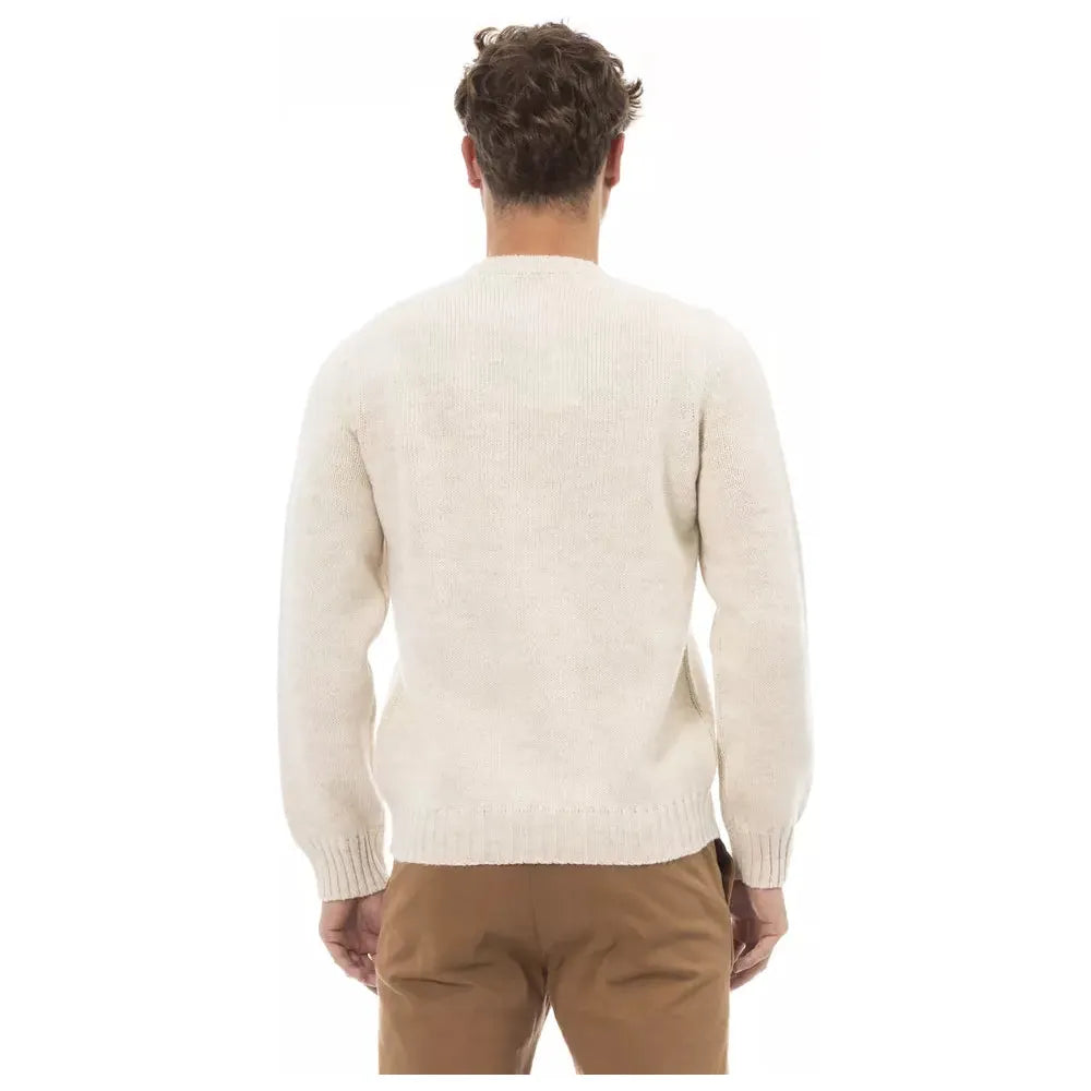 Alpha Studio Beige Alpaca Sweater for Elevated Style