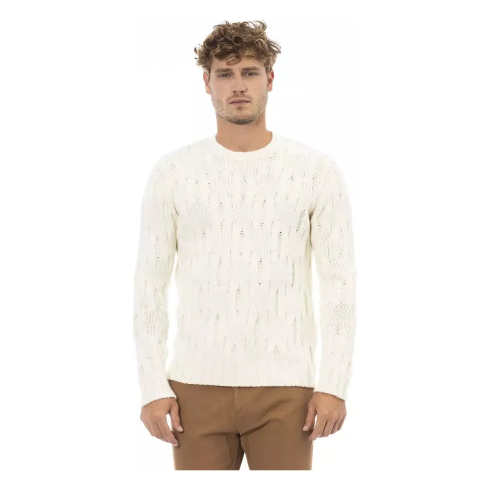 Alpha Studio Beige Wool Sweater - Timeless Luxury Essentials