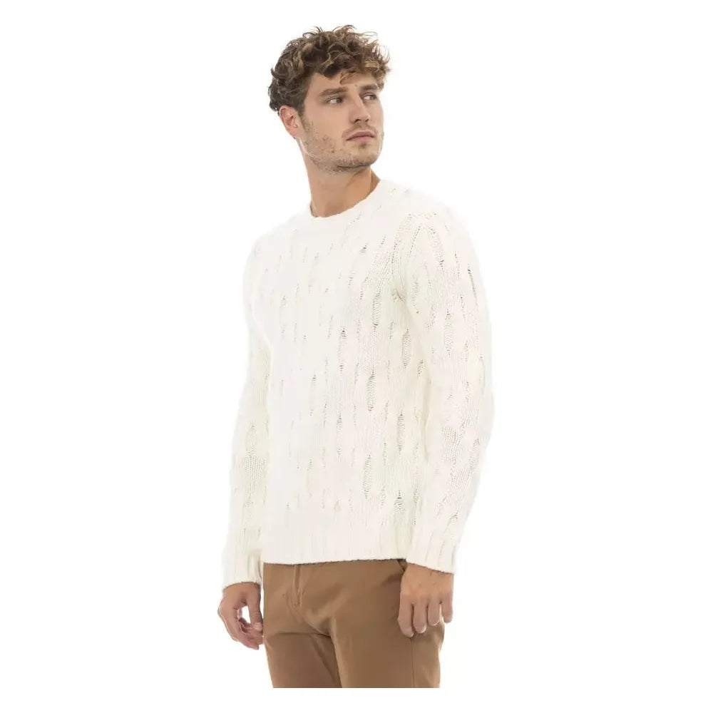 Alpha Studio Beige Wool Sweater - Timeless Luxury Essentials