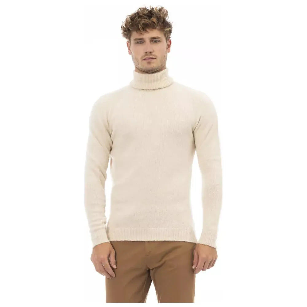 Alpha Studio Beige Alpaca Sweater for Elevated Style