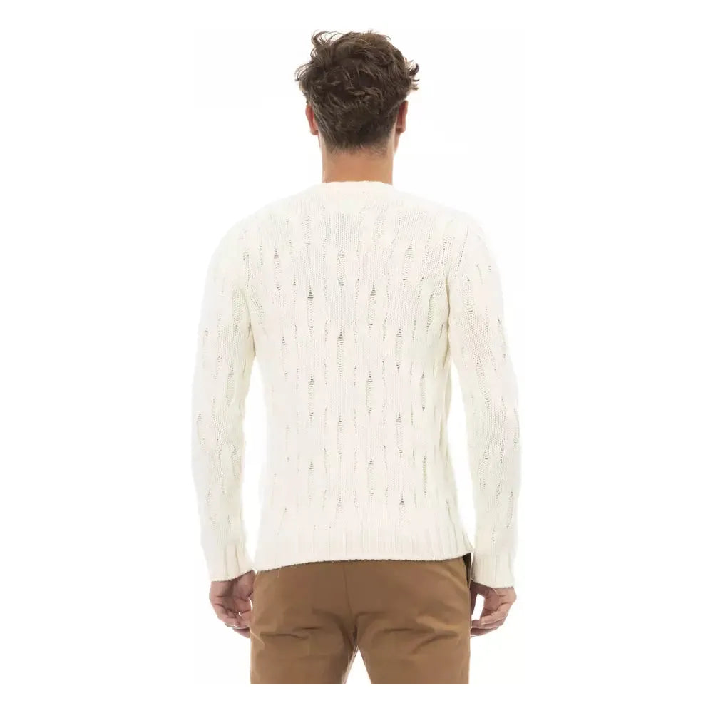 Alpha Studio Beige Wool Sweater - Timeless Luxury Essentials